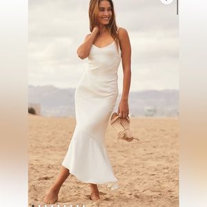 White Satin Dress XS